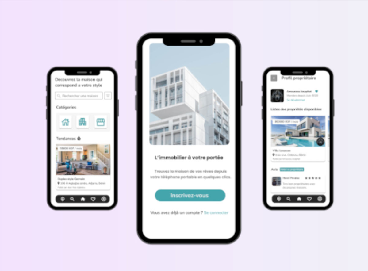 Application de location de maison — Maquette d'interface